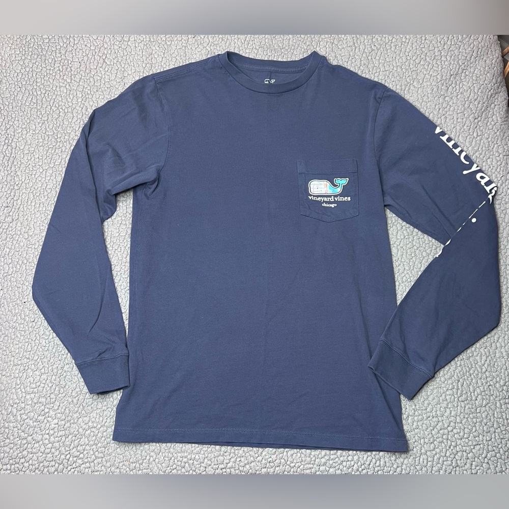 Vine Yard Vines Long Sleeve Chicago Navey Blue Shirt Womens Size XS